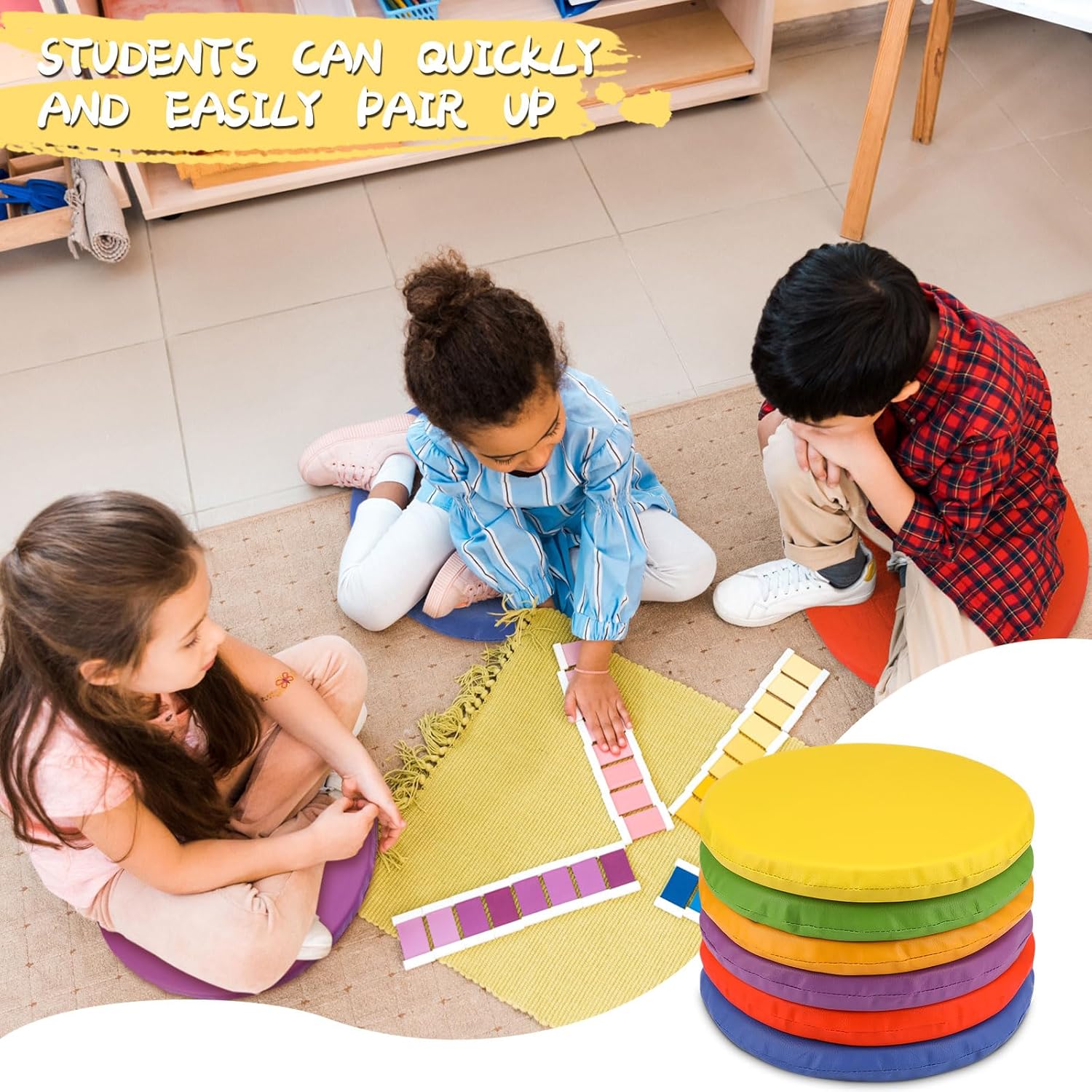 Boao 6 Pcs 12 Inch Floor Cushions for Classroom Flexible Seating Round Floor Cushions Soft Colorful Seat Pillow Suit for Kindergarten Elementary Preschool Yoga Seats Chair Furniture Accessories - Image 4