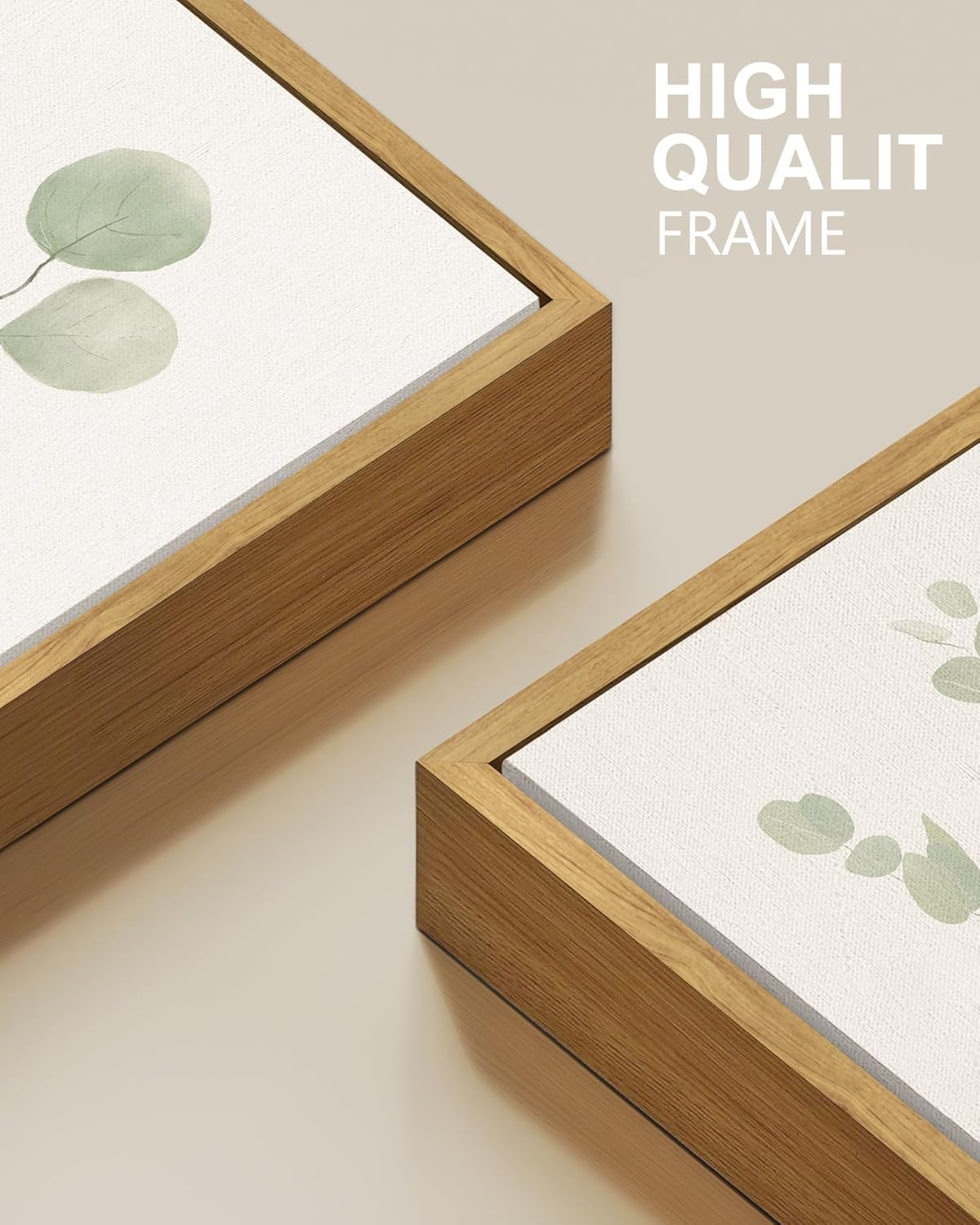 Drsoum Botanical Plant Framed Wall Art Boho Wall Decor for Bathroom Sage Green Eucalyptus Leaf Prints Minimalist Aesthetic Ready to Hang Set of 4, 8x10 in (Natural Framed) - Image 4