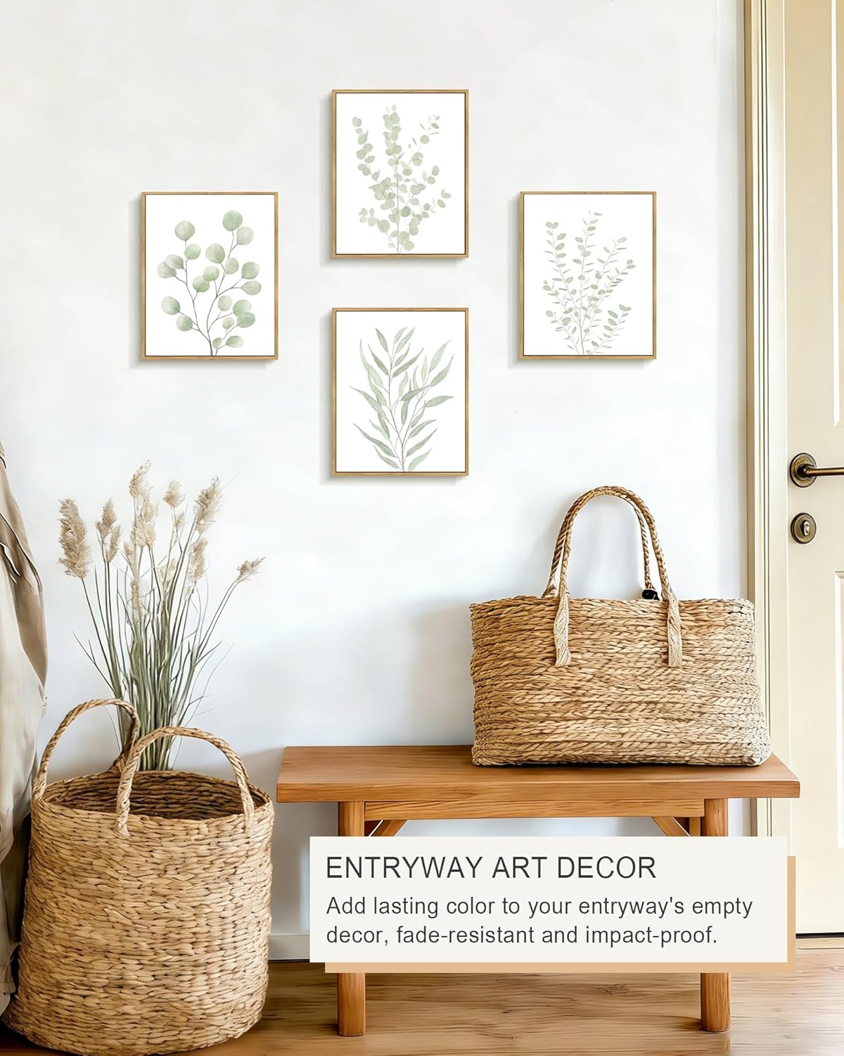 Drsoum Botanical Plant Framed Wall Art Boho Wall Decor for Bathroom Sage Green Eucalyptus Leaf Prints Minimalist Aesthetic Ready to Hang Set of 4, 8x10 in (Natural Framed) - Image 6