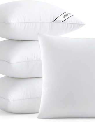 MIULEE 18x18 Inch Pillows Inserts, Pack of 4 Down Alternative Virgin Filling Comfy Support Throw Pillows for Sofa Couch Bed