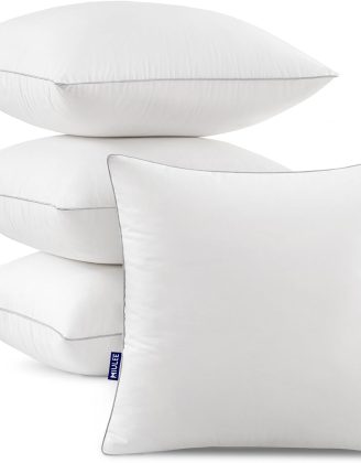 MIULEE 18x18 Pillow Inserts (Set of 4) -Decorative Throw Pillow with 100% Cotton Cover Square for Sofa Couch