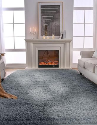 Fluffy Area Rugs for Bedroom 5x7: Shag Rugs for Bedroom - Living Room Area Rug 5x7 Grey Plush Fuzzy Soft Carpet - Teenage Room Dorm Decor Carpets
